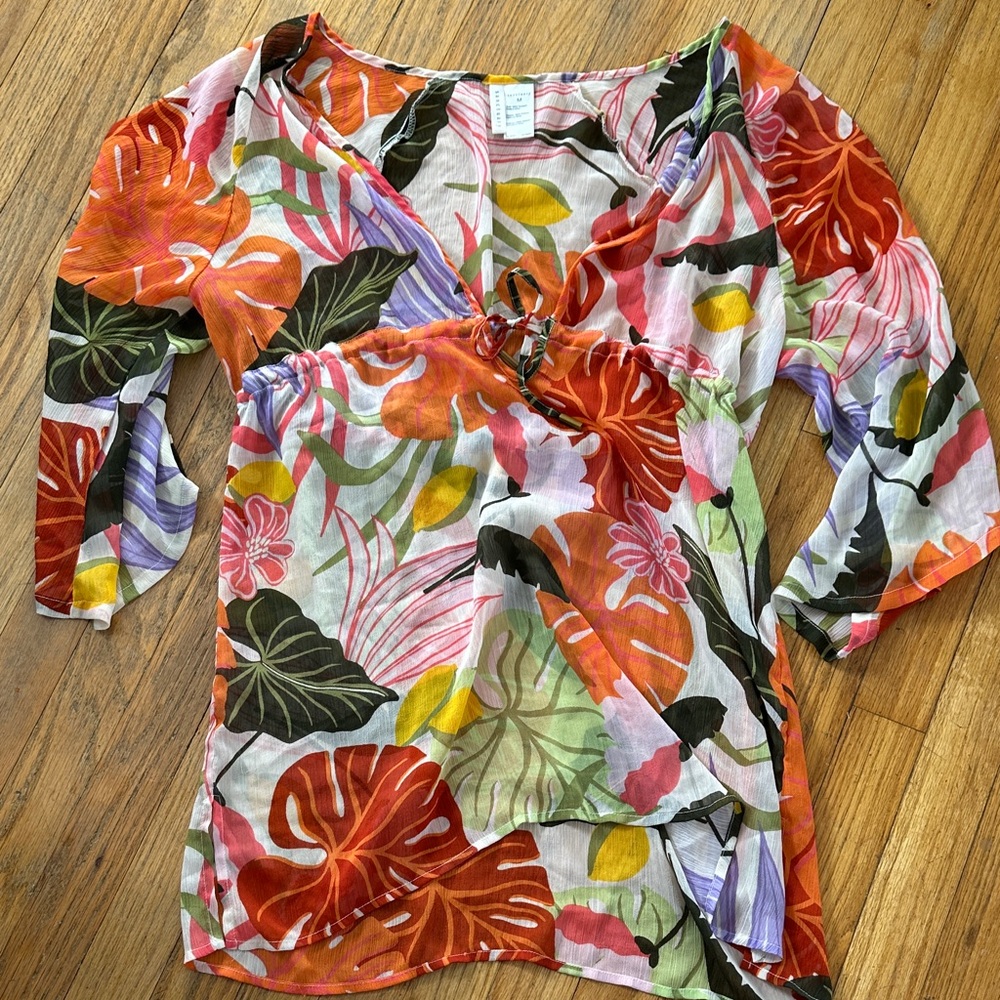 Sanctuary Multicolor Floral Swim Coverup